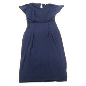 MAX MARA Blue Stretch Scoop Neck Dress Italy 42